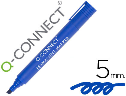 MARQUEUR Q-CONNECT PERMANENT POINTE BISEAUTE TRAC 5MM RSISTANTE CORPS PLASTIQUE COLORIS BLEU