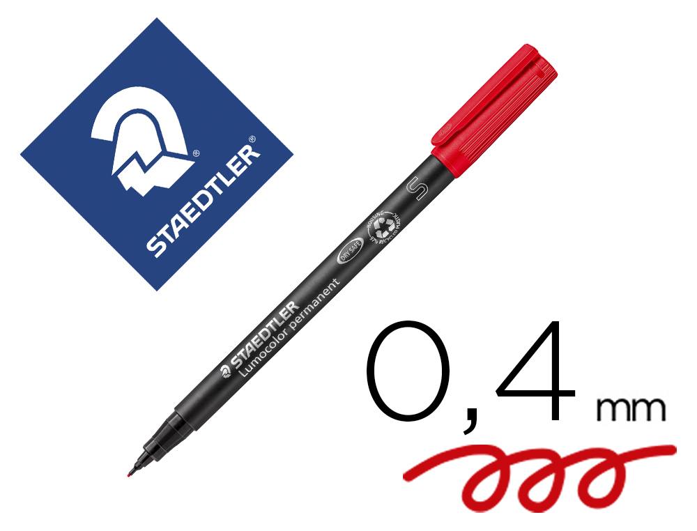 STYLO-FEUTRE STAEDTLER LUMOCOLOR PERMANENT POINTE EXTRA FINE MULTI-SUPPORTS SCHAGE IMMDIAT RSISTANT EAU COLORIS ROUGE