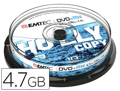 DVD+RW EMTEC RINSCRIPTIBLE CAPACIT 4.7GB VITESSE 4X TOUR 10 UNITS