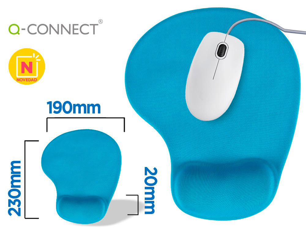 TAPIS SOURIS Q-CONNECT REPOSE-POIGNET MOUSSE         AUGMENTE CONFORT FACILEMENT   NETTOYABLE COLORIS TURQUOISE