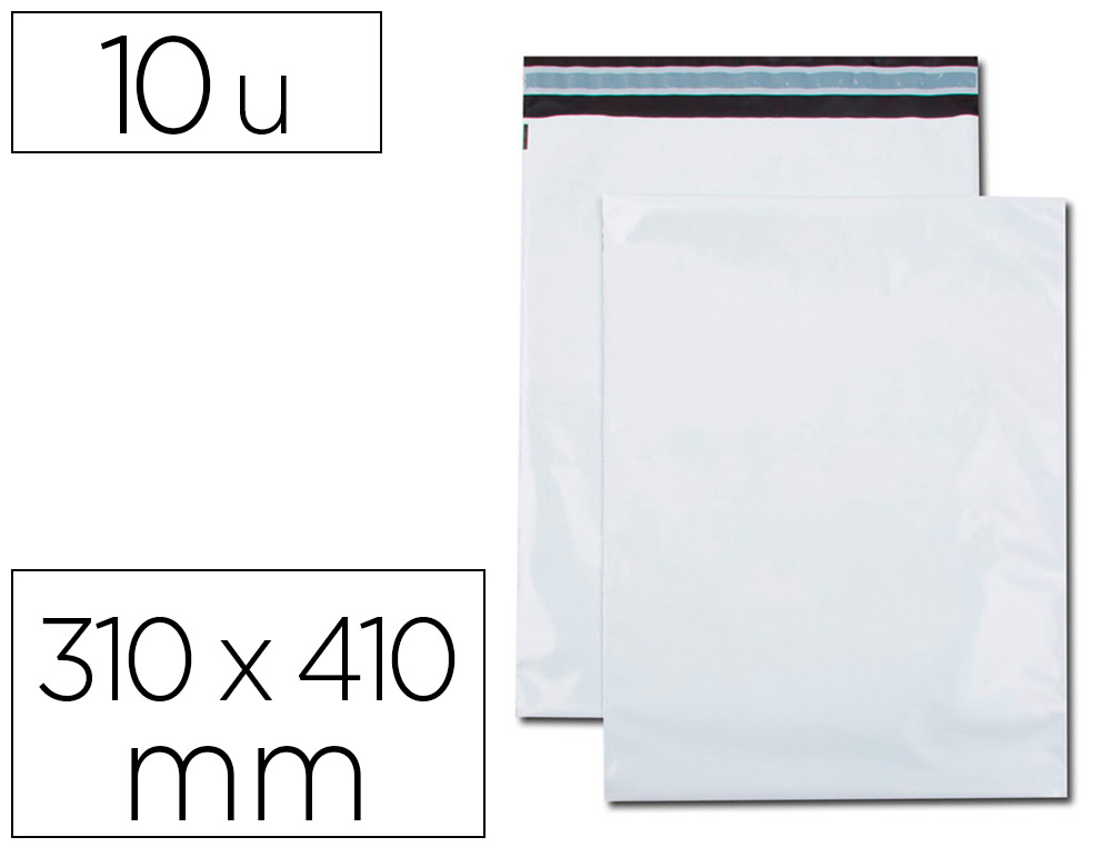 POCHETTE GPV POLYETHYLENE ADHESIVE 310X410 BLANC/NOIR   PAQUET DE 10