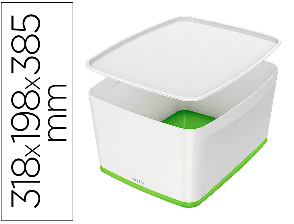 BAC RANGEMENT LEITZ MYBOX FORMAT A4 18L 318X198X385MM   BLANC VERT