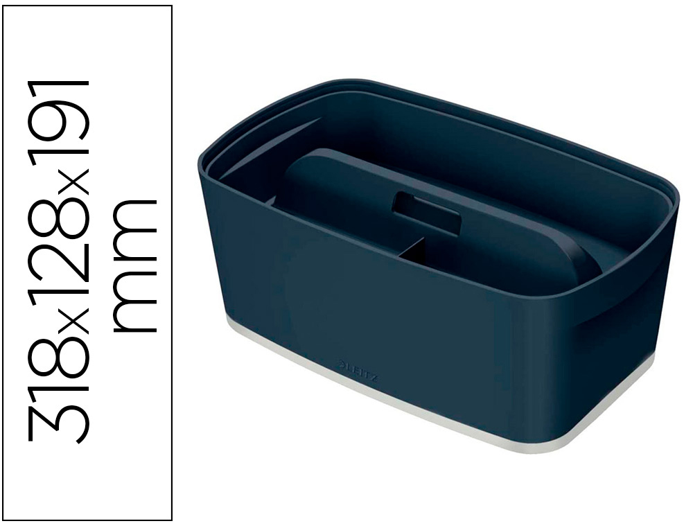 BOITE DE RANGEMENT LEITZ COSY MY BOX PETIT FORMAT AVEC      COUVERCLE + ORGANISATEUR      POIGNEE COLORIS GRIS