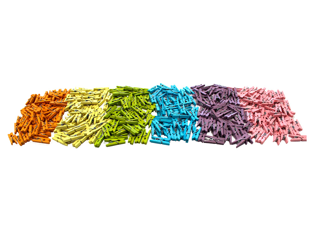 PACK DE PINCE   LINGE SODERTEX PETITE COLOREE - 2,5 CM - 450 PCS - 6 COLORIS