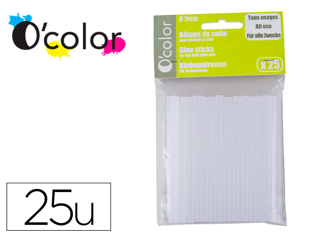 RECHARGE PISTOLET   COLLE CHAUD TOUT USAGE TRANSLUCIDE  7MMX10CM 100GR SACHET DE 25   UN