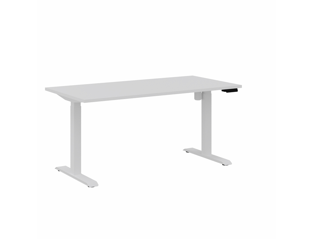 BUREAU DROIT EOL LUTZ 2 REGLABLE HAUTEUR L1600X800MM  PLATEAU BLANC NEIGE PIETEMENT BLANC