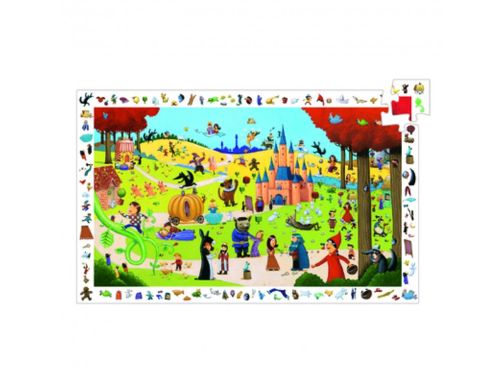 PUZZLES CARTON D OBSERVATION DJECO LES CONTES 2 EN 1 54    PIECES ET 1 POSTER MODELE
