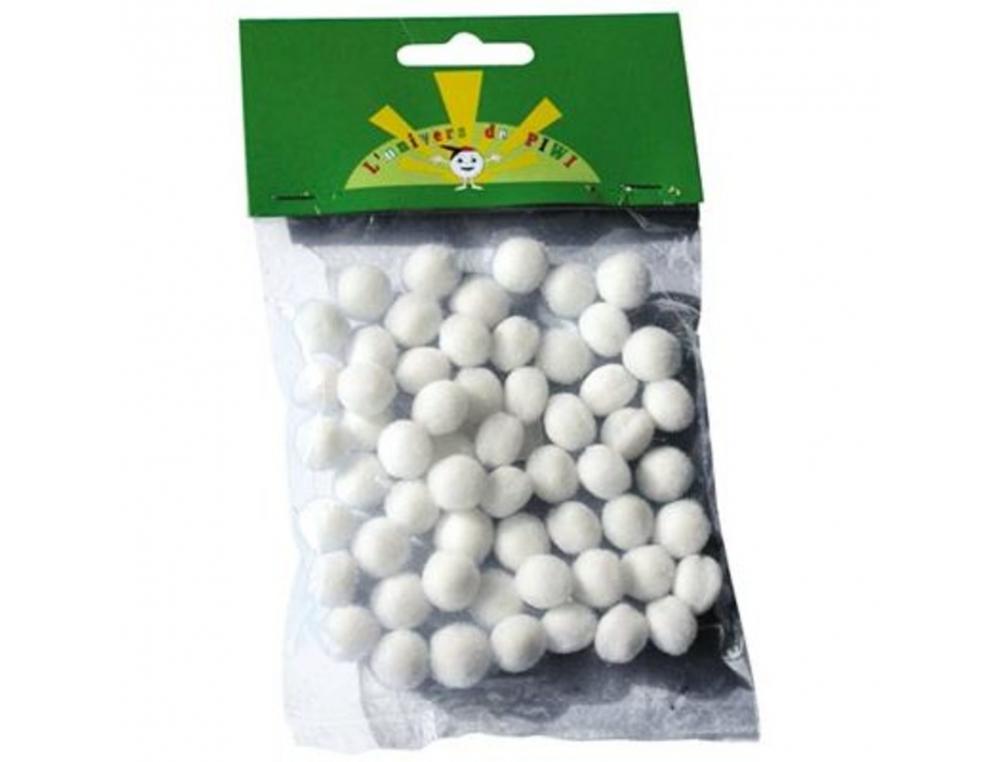 POMPONS A LA COULEUR GRAINE CREATIVE 15 MM 45 PIECES      COLORIS BLANC