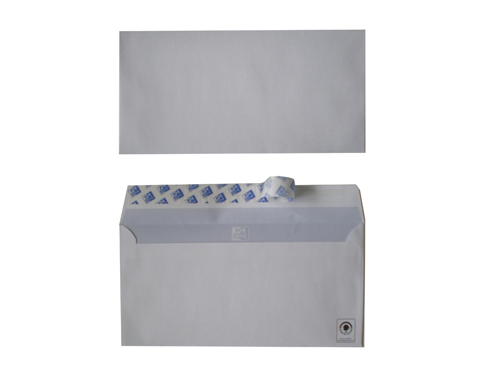 ENVELOPPES BLANCHES OXFORD RECYCLE AUTO ADHESIVES AVEC   BANDE DE PROTECTION 80 G      110X220 MM 500 UNITES
