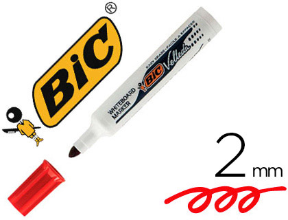MARQUEUR BIC VELLEDA 1711 EFFAABLE POINTE OGIVE TRAC 2MM CORPS PLASTIQUE ENCRE CTONE ROUGE