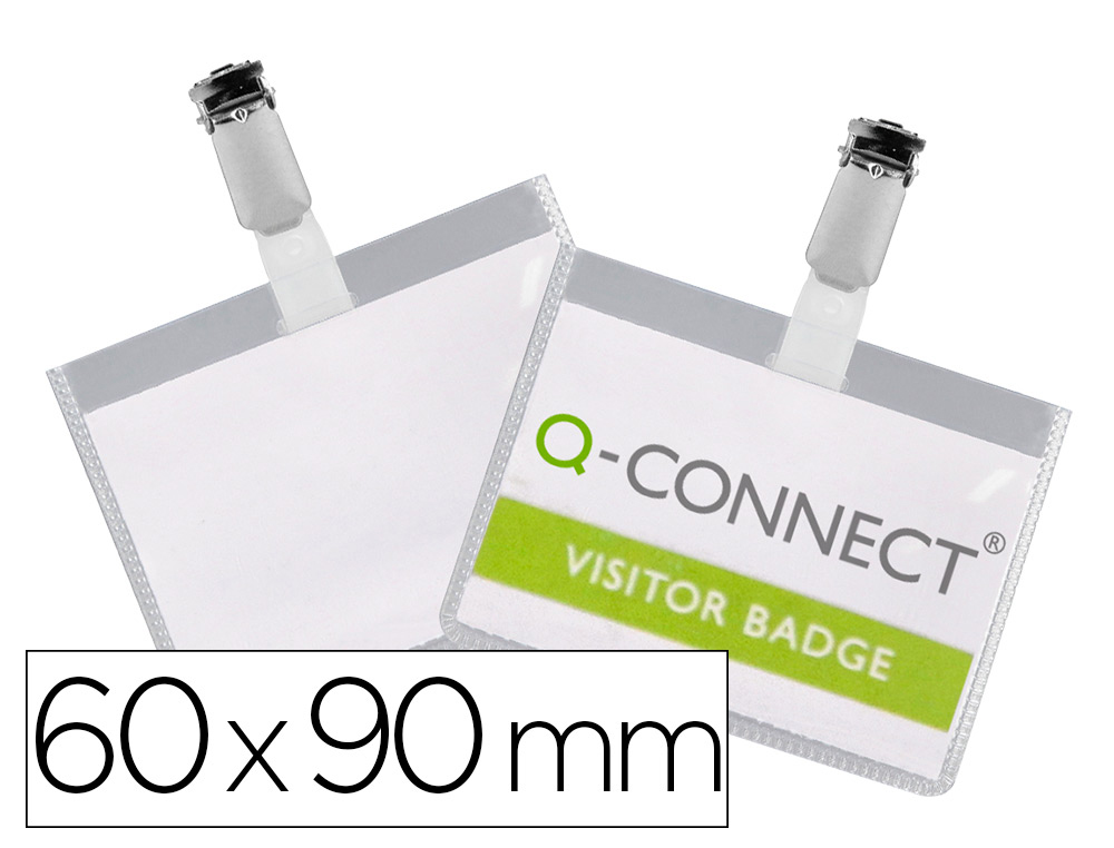BADGE Q-CONNECT PVC CLIP BRISTOL BLANC IDAL CONFRENCES RUNIONS RCEPTIONS 90X60MM
