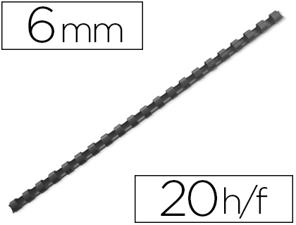 ANNEAU PLASTIQUE  RELIER FELLOWES DOS ROND CAPACIT 20F 6MM DIAMTRE 300MM LONGUEUR COLORIS NOIR BOTE 100 UNITS