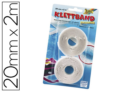 BANDE VELCRO FOLIA AUTO-AGRIPPANTE ADHSIVE 2MX20MM COLORIS BLANC