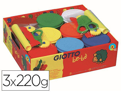 PTE  MODELER GIOTTO BE-B SCHOOLPACK ACCESSOIRES 2 ROULEAUX 2 PAIRES DE CISEAUX 2 ROULETTES 2 MIRETTES 8 POTS 220G