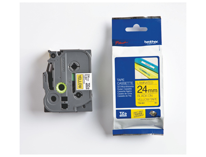 RUBAN LAMIN TZE POUR TITREUSE BROTHER P-TOUCH TZE651 24MM COLORIS IMPRESSION NOIR/JAUNE