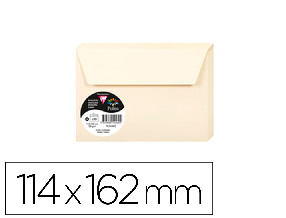 ENVELOPPE CLAIREFONTAINE POLLEN 114X162MM 120G COLORIS IVOIRE TUI 20 UNITS