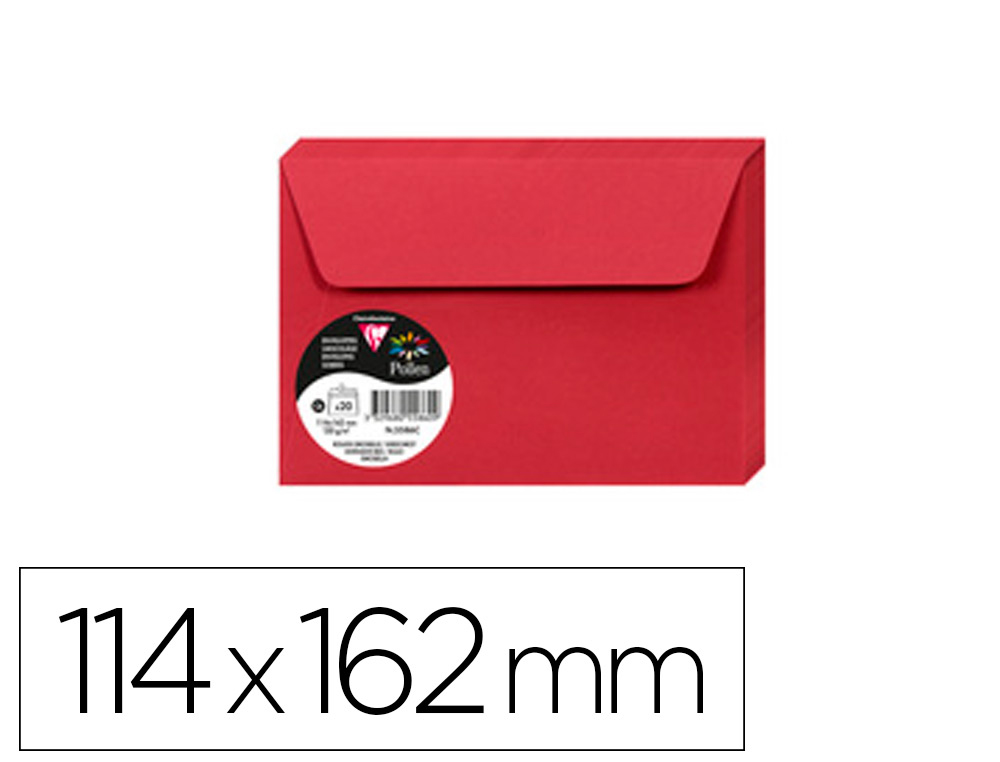 ENVELOPPE VISITE CLAIREFONTAINE POLLEN C6 114X162MM 120G ROUGE GROSEILLE TUI 20 UNITS
