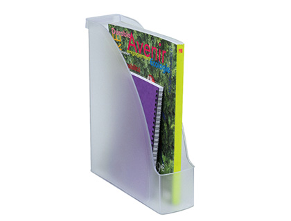 PORTE-REVUES LEITZ PLUS POLYSTYRNE A4 24X32CM 2 POSITIONS VERTICALE OU HORIZONTALE 278X78X300MM COLORIS TRANSPARENT