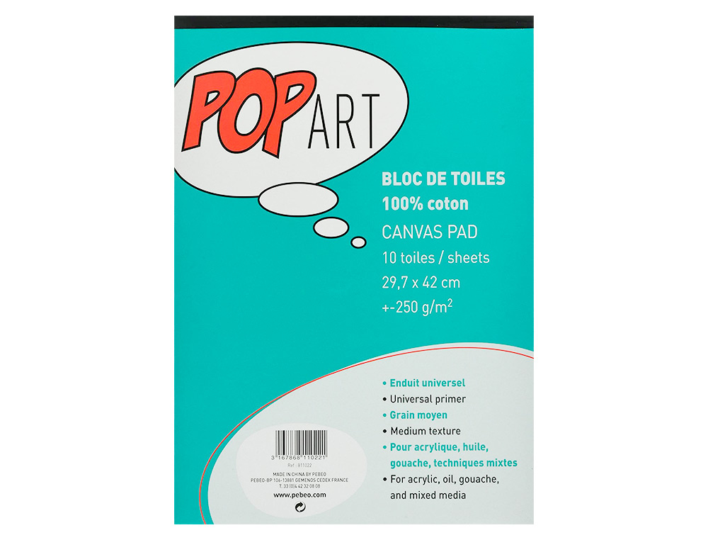 BLOC DE TOILES PBO POP ART COTON PEINTURE FORMAT A4 210X297MM 20F