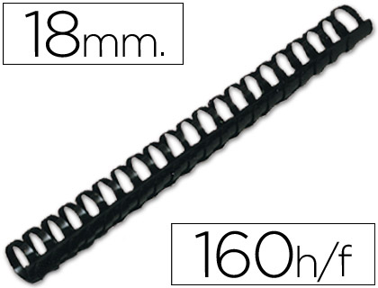 ANNEAU PLASTIQUE  RELIER Q-CONNECT CAPACIT 150F 18MM DIAMTRE COLORIS NOIR BOTE 50 UNITS