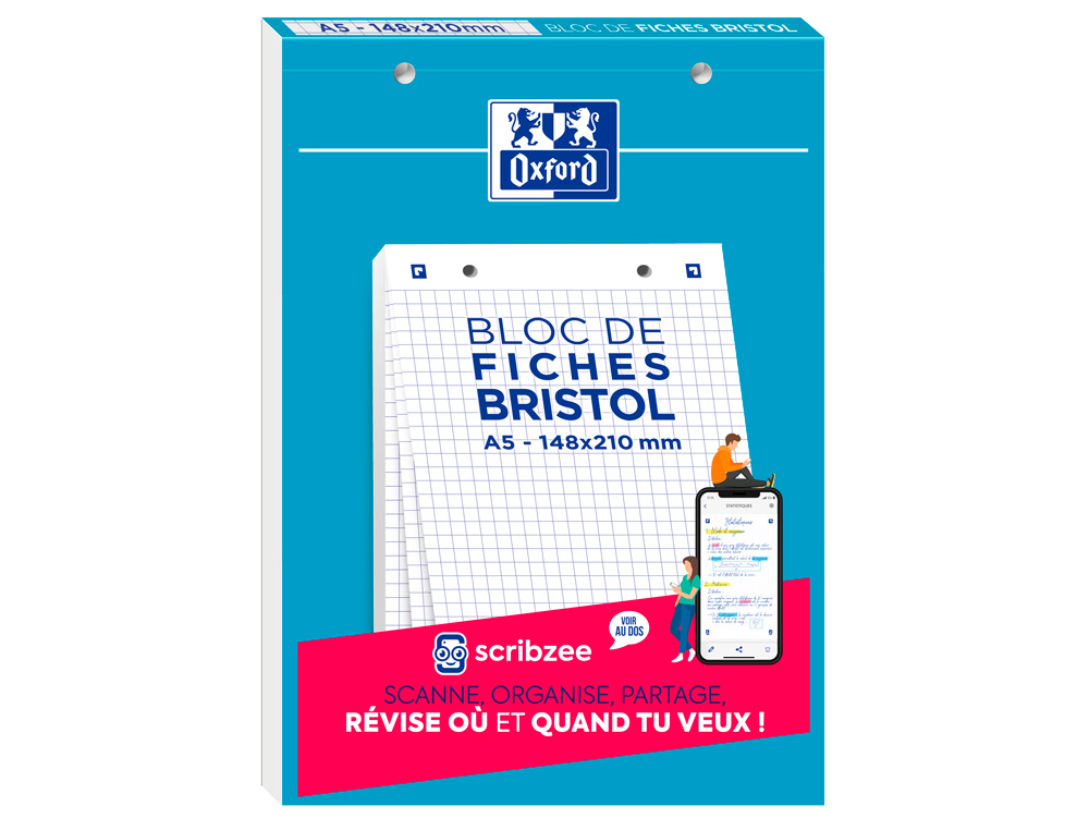 CAHIER DE FICHES BRISTOL 2.0 OXFORD A5 14,8X21CM 5X5MM 30 UNITS