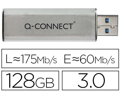 CL USB Q-CONNECT 3.0 128GB LECTURE 50MB/S CRITURE 10-15MB/S RTRACTABLE INTERFACE SUPERSPEED 3.0