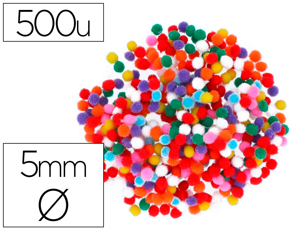 POMPONS FONTORPIN POLYPROPYLENE TAILLE MINI 5MM MIX COULEURS ASSORTIES 500    UNITES