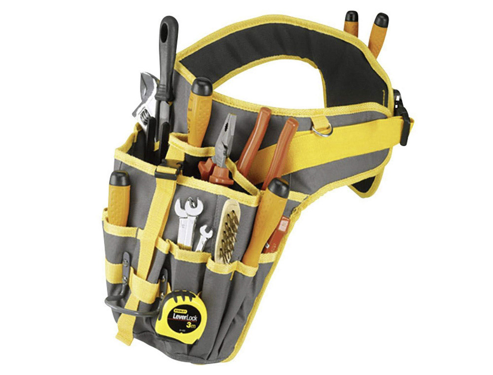 CEINTURE PORTE-OUTILS VISO UNIVERSELLE TAILLE REGLABLE 14 POCHES 2 ANNEAUX METALLIQUES 50X20X5CM