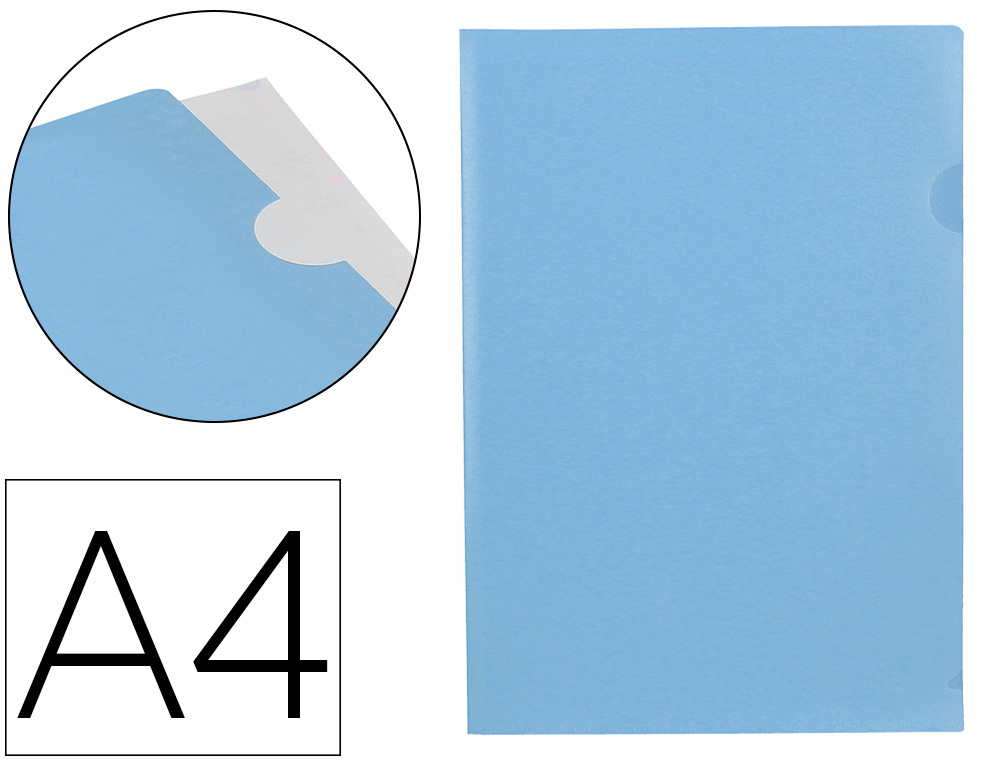 POCHETTE COIN LIDERPAPEL POLYPROPYLENE 180 MICRONS A4  210X297MM CAPACITE 20F        COLORIS BLEU CIEL OPAQUE
