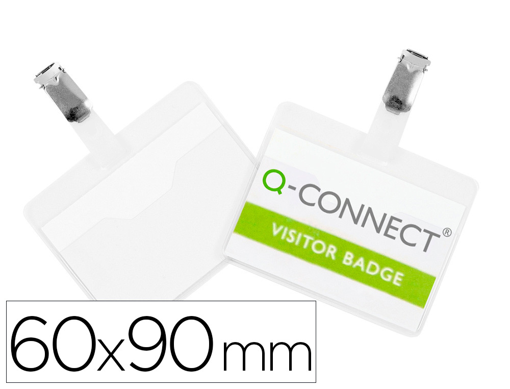 BADGE Q-CONNECT CLIP PVC PINCE MTALLIQUE CARTE BLANCHE FOURNIE FORMAT 60X90MM