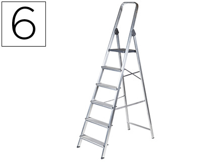ESCABEAU Q-CONNECT ALUMINIUM 480X990X1930MM 6 MARCHES 4,2KG POIDS MAXIMUM SUPPORT 150KG